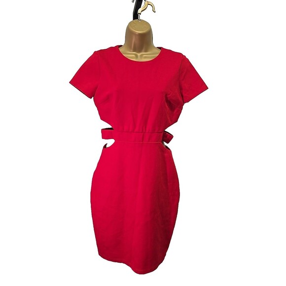 Lulus Red Bodycon Dress Womens Med Cutout Stretch Holiday Sexy Valentines Short - Picture 1 of 7